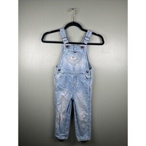 Vtg Oshkosh B'Gosh Overalls 4T Baby Hearts Denim Lightwash‎ Jeans Valentines *